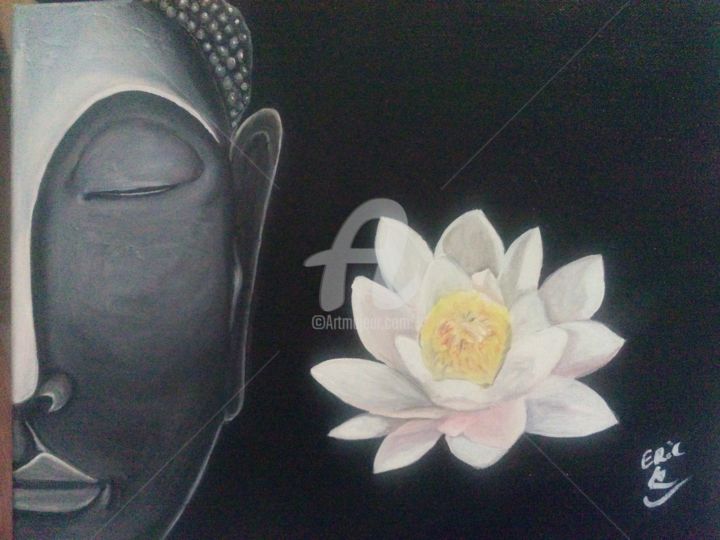 Pintura titulada "Meditating Buddha" por Eric Travady, Obra de arte original, Acrílico