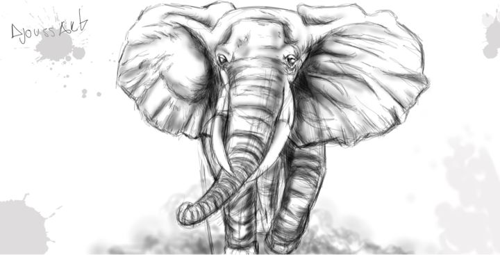 Digital Arts titled "Elephant dessin (Dj…" by Djoussou, Original Artwork, 2D Digital Work