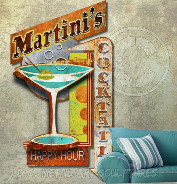 Scultura intitolato ""Martini's Happy Ho…" da J.D.C.Metal Art Sculptures, Opera d'arte originale