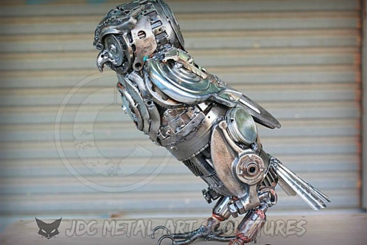 Scultura intitolato ""The Owl" C'est Cho…" da J.D.C.Metal Art Sculptures, Opera d'arte originale