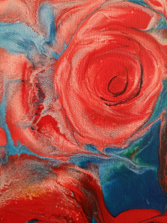 Painting titled "RED ROSE" by Djuliana Prix, Original Artwork, Acrylic