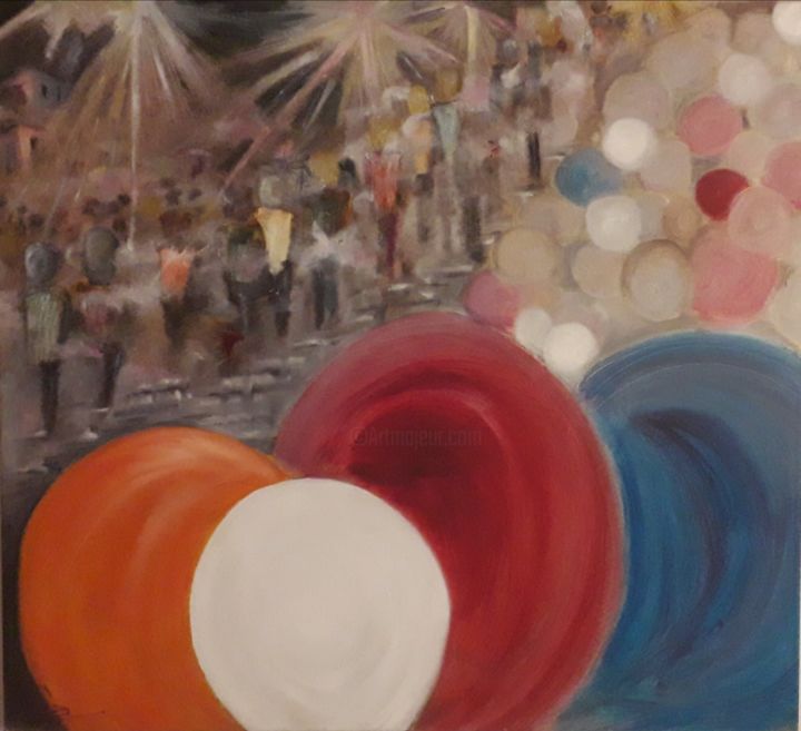 Ζωγραφική με τίτλο "Balloons" από Konstantinos Konstantinou, Αυθεντικά έργα τέχνης, Λάδι