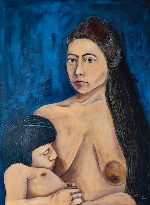Peinture intitulée "THE MOTHER" par Dla.Llera, Œuvre d'art originale, Acrylique