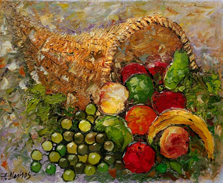 Painting titled ""Cornucopia" by AND…" by Andre, Yary, & Peter Dluhos, Original Artwork, Oil