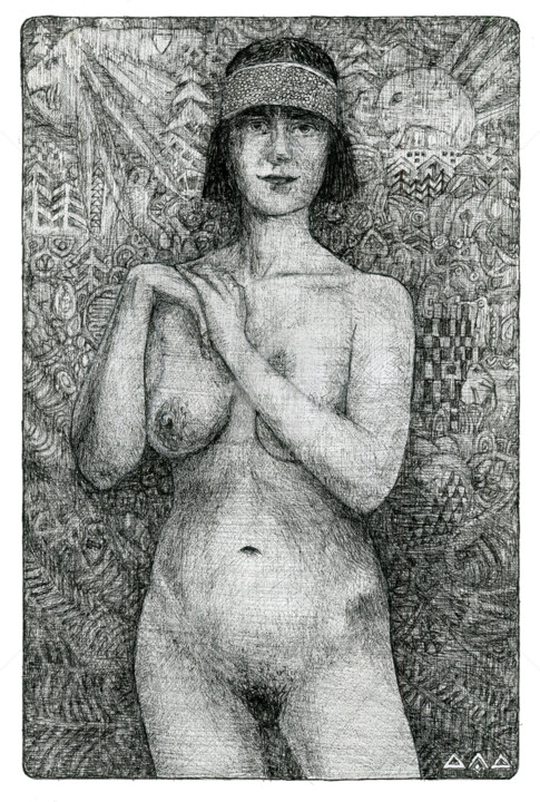 Drawing titled "ню" by Dmitri Drozdetski, Original Artwork, Ink