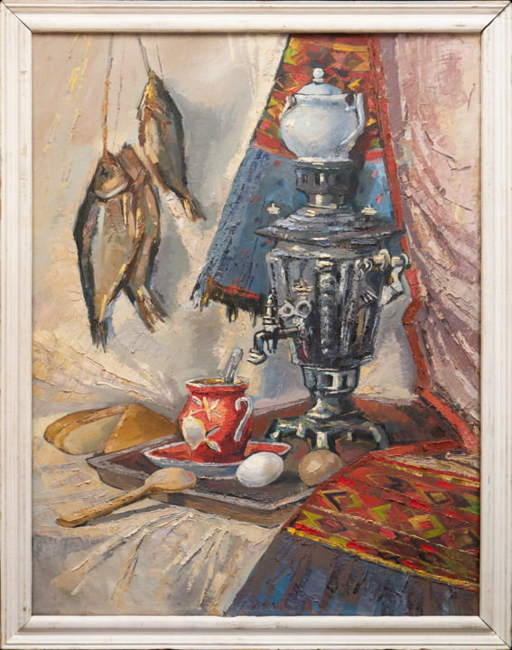 Painting titled "Still life with Rus…" by Dmitri Kabaev, Original Artwork, Oil