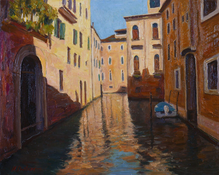 Картина под названием "Venice - sunny Veni…" - Nikolay Dmitriev, Подлинное произведение искусства, Масло Установлен на Дерев…