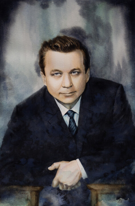 Картина под названием "Portrait of Soviet…" - Dmitrii Kastalskii, Подлинное произведение искусства, Акварель