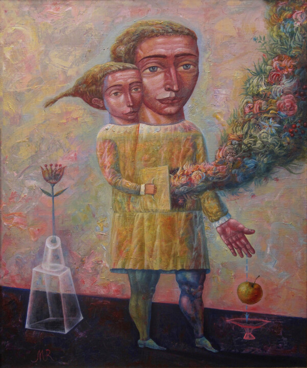 Картина под названием "Adam and Eve" - Dmitrii Ryzhikov, Подлинное произведение искусства, Масло
