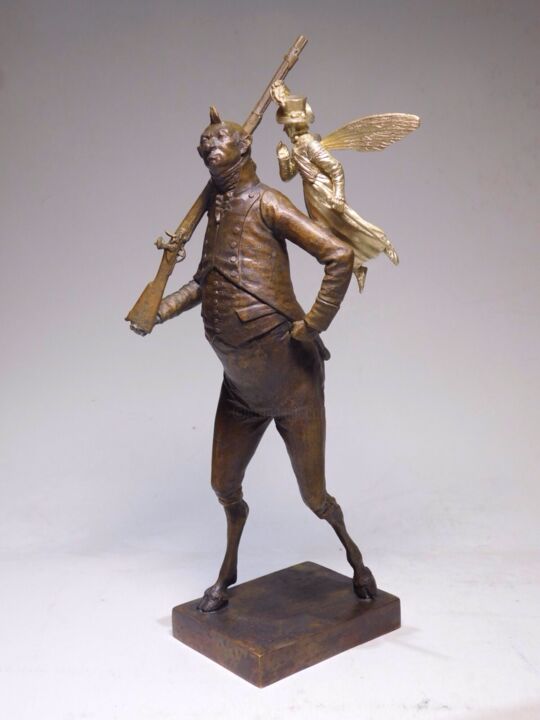 Sculpture titled "Fairy hunter (Muse…" by Dmitriy Shevchuk, Original Artwork, Bronze