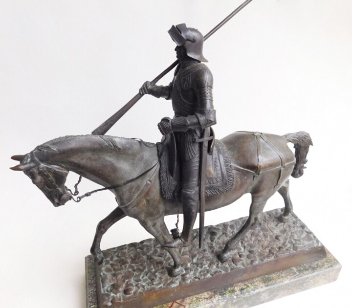 Sculpture titled "Knight on horse bro…" by Dmitriy Shevchuk, Original Artwork, Bronze