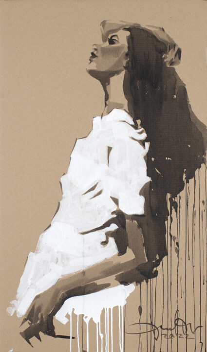 Painting titled "Sister" by Dmitrii Filatov, Original Artwork, Acrylic Mounted on Cardboard