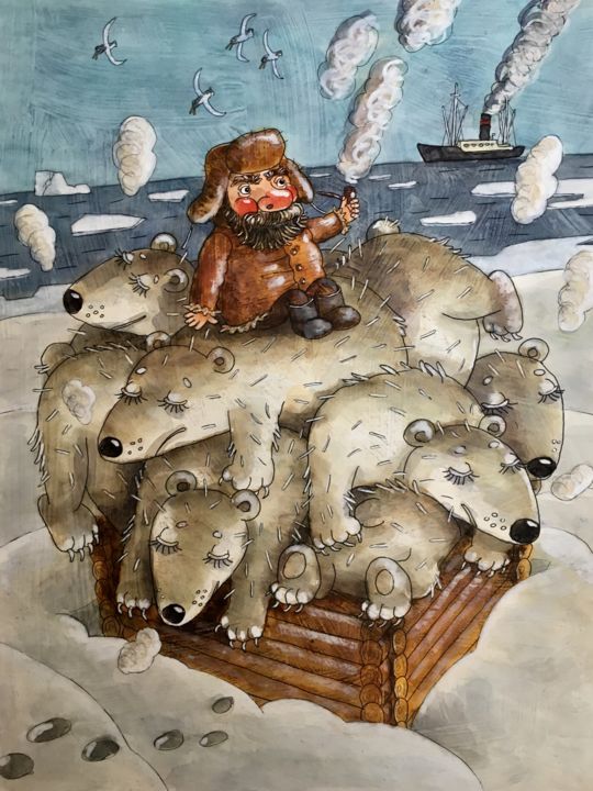 Peinture intitulée "сказки Степана Писа…" par Dmitriy Trubin, Œuvre d'art originale, Aquarelle
