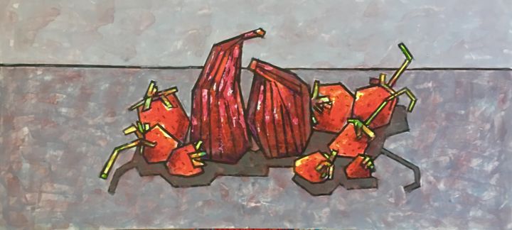 Painting titled "Still life with fig…" by Dmitriy Trubin, Original Artwork