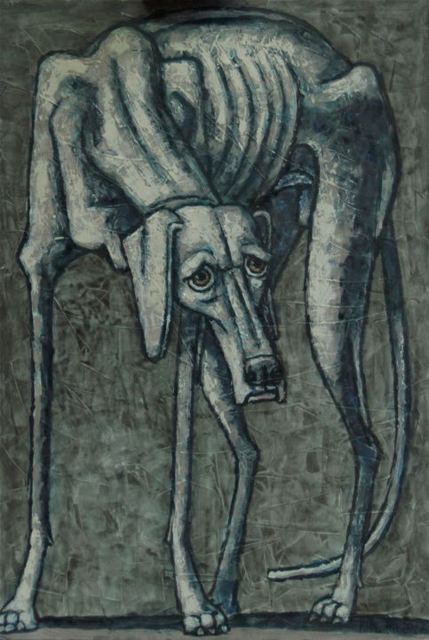 Ζωγραφική με τίτλο "серый пес" από Dmitriy Trubin, Αυθεντικά έργα τέχνης