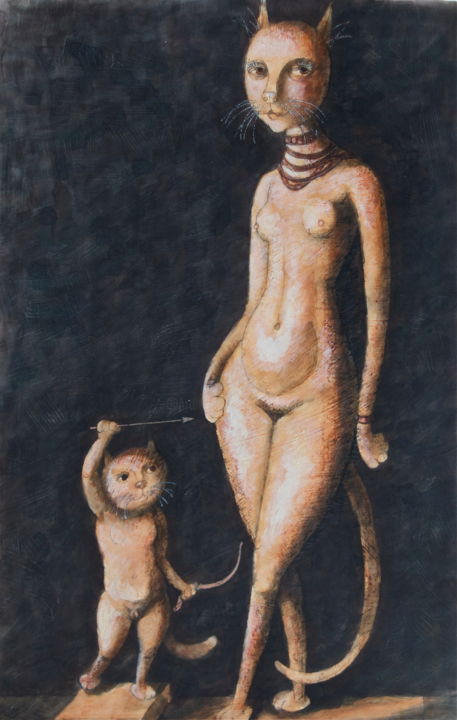 Painting titled "венера и амур" by Dmitriy Trubin, Original Artwork