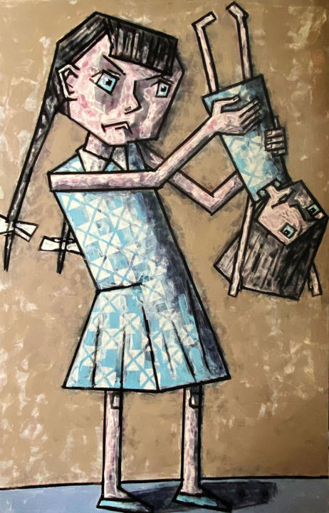 Painting titled "девочка 6" by Dmitriy Trubin, Original Artwork, Acrylic