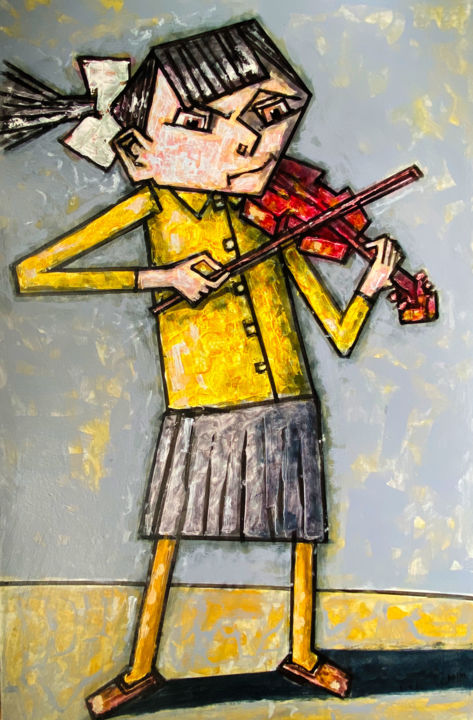Картина под названием "девочка 8" - Dmitriy Trubin, Подлинное произведение искусства, Акрил