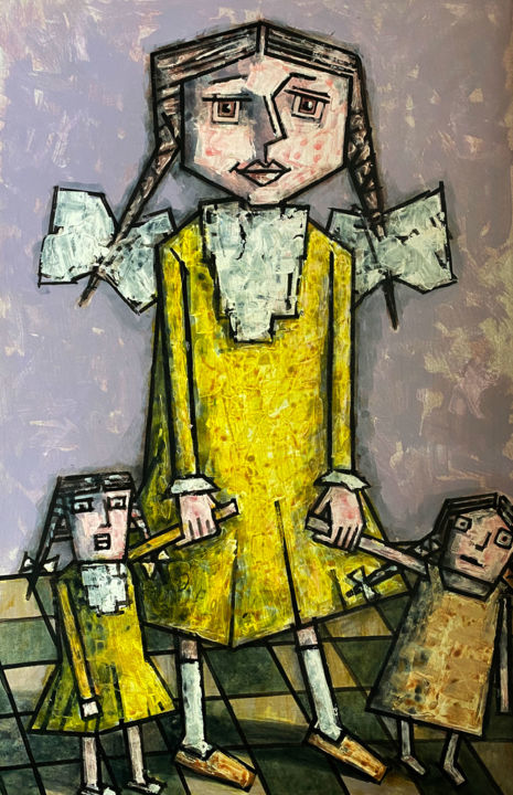 Painting titled "девочка 9" by Dmitriy Trubin, Original Artwork, Acrylic