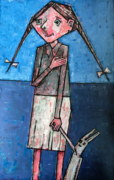 Pintura intitulada "девочка 10" por Dmitriy Trubin, Obras de arte originais, Acrílico