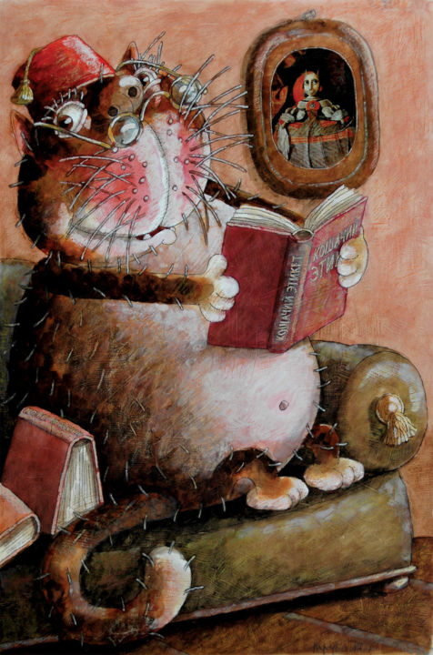 Schilderij getiteld "Katze / chat / cat…" door Dmitriy Trubin, Origineel Kunstwerk