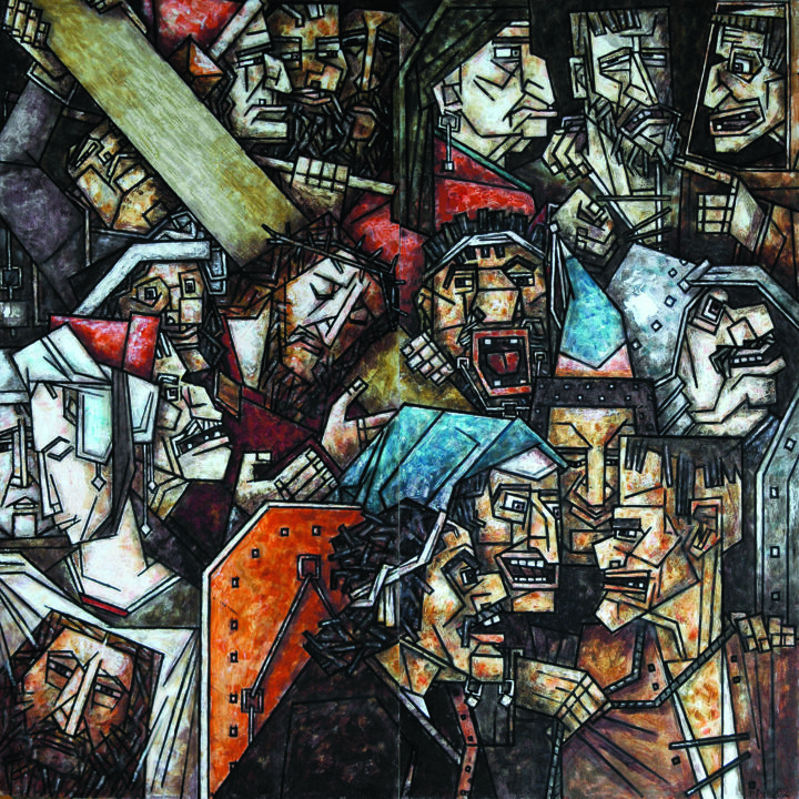 Картина под названием "Несение креста по Б…" - Dmitriy Trubin, Подлинное произведение искусства, Масло Установлен на Деревян…