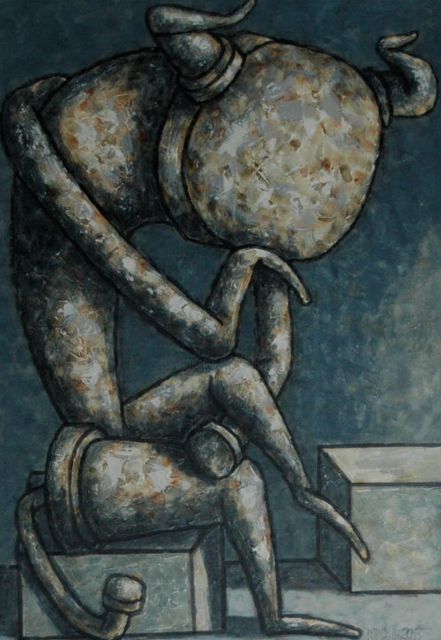 Peinture intitulée "РАЗМЫШЛЯЮЩИЙ МИНОТА…" par Dmitriy Trubin, Œuvre d'art originale, Acrylique