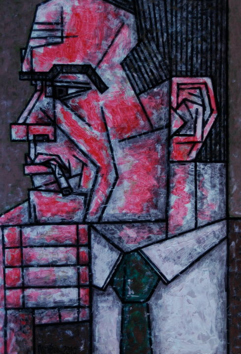 Schilderij getiteld "ЛИНЕАРНЫЙ ПОРТРЕТ В…" door Dmitriy Trubin, Origineel Kunstwerk, Acryl