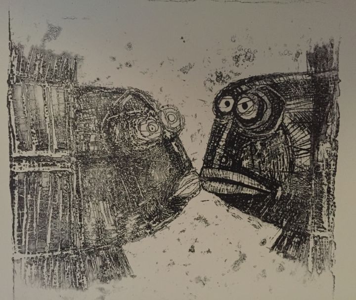 Gravures & estampes intitulée "ПОЦЕЛУЙ" par Dmitriy Trubin, Œuvre d'art originale, Eau-forte