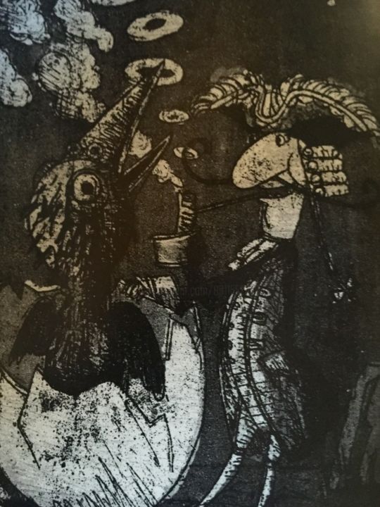 Incisioni, stampe intitolato "Гигантский птенец.С…" da Dmitriy Trubin, Opera d'arte originale, Acquaforte
