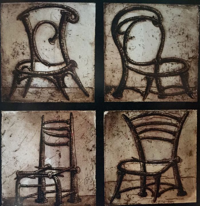Gravures & estampes intitulée "стулья из гвоздей" par Dmitriy Trubin, Œuvre d'art originale, Autre