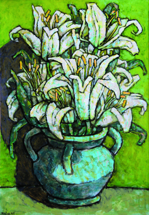 Painting titled "lily | flowers | Fl…" by Dmitriy Trubin, Original Artwork