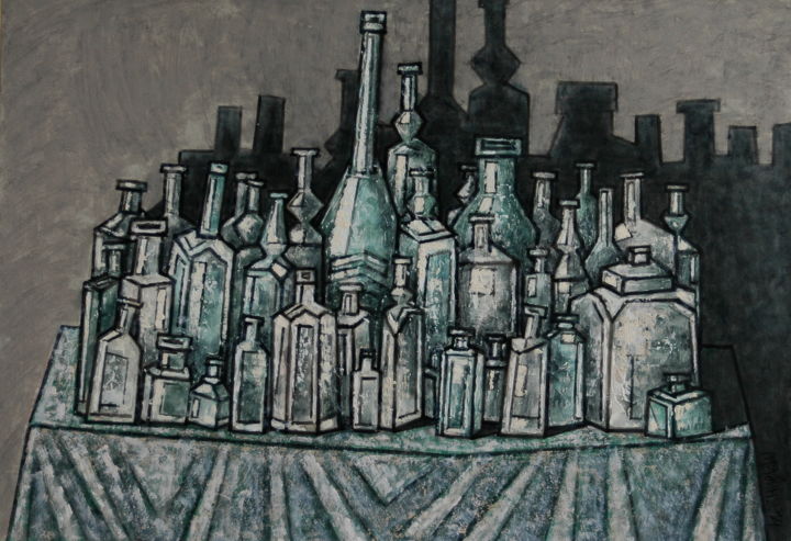 Painting titled "bouteille / Flasche…" by Dmitriy Trubin, Original Artwork