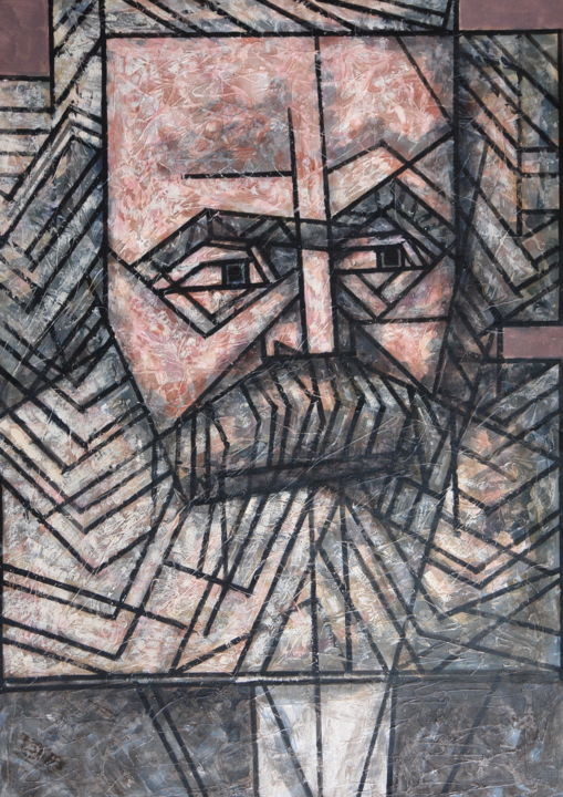 Painting titled "ЛИНЕАРНЫЙ ПОРТРЕТ К…" by Dmitriy Trubin, Original Artwork, Acrylic