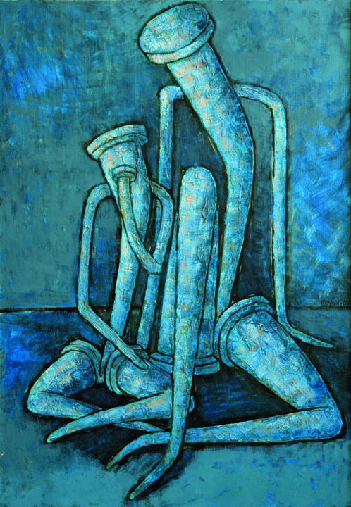 Картина под названием "СТАРИК НИЩИЙ И МАЛЬ…" - Dmitriy Trubin, Подлинное произведение искусства