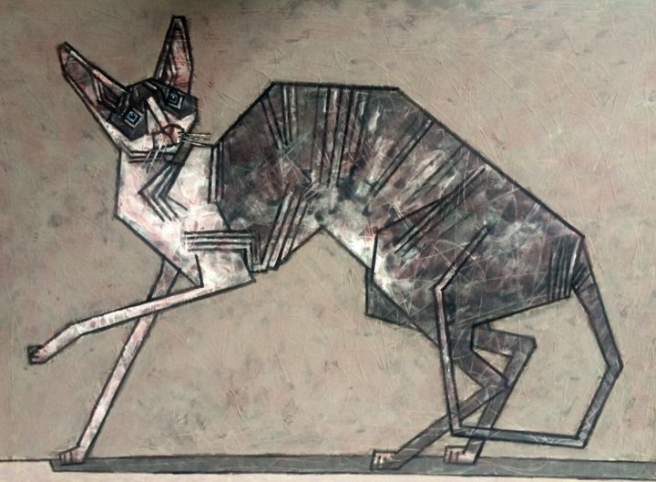 Pittura intitolato "Katze / chat / cat…" da Dmitriy Trubin, Opera d'arte originale