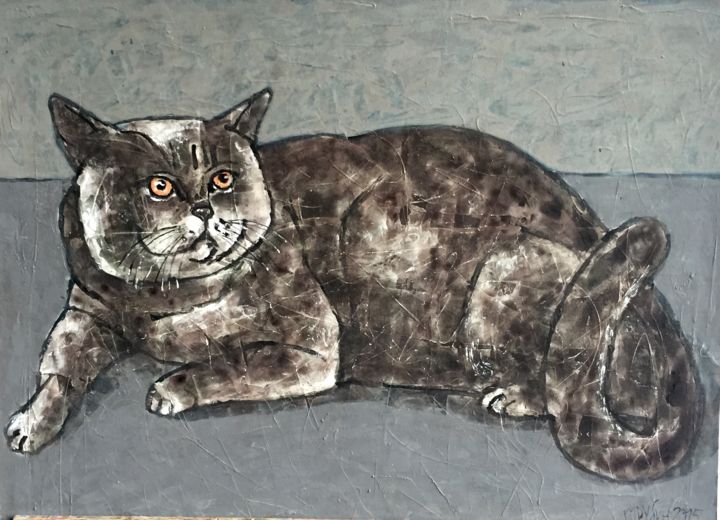 Pintura titulada "Katze / chat / cat…" por Dmitriy Trubin, Obra de arte original, Oleo