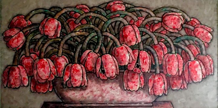 Peinture intitulée "Уснувшие тюльпаны" par Dmitriy Trubin, Œuvre d'art originale,