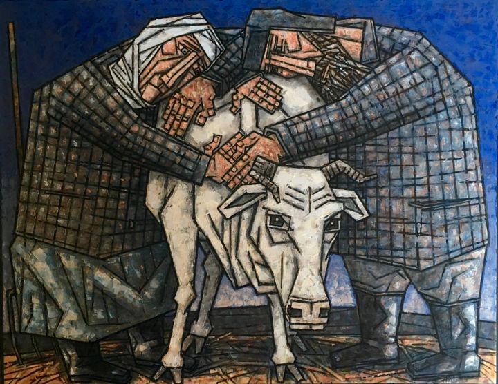 Peinture intitulée "ПРОЩАНИЕ С БЕЛОЙ КО…" par Dmitriy Trubin, Œuvre d'art originale, Huile