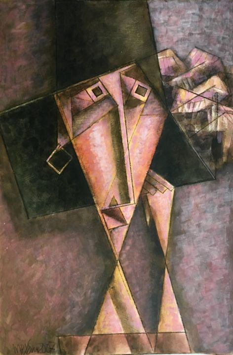 Painting titled "Дама в чёрной шляпе" by Dmitriy Trubin, Original Artwork