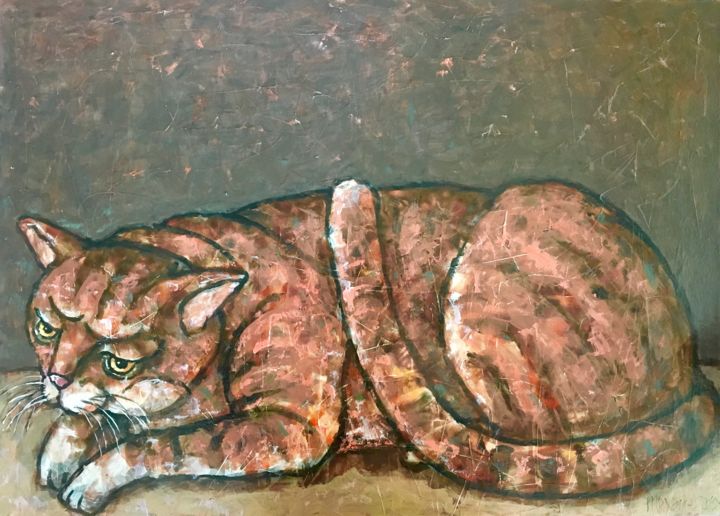 Картина под названием "Рыжий кот" - Dmitriy Trubin, Подлинное произведение искусства