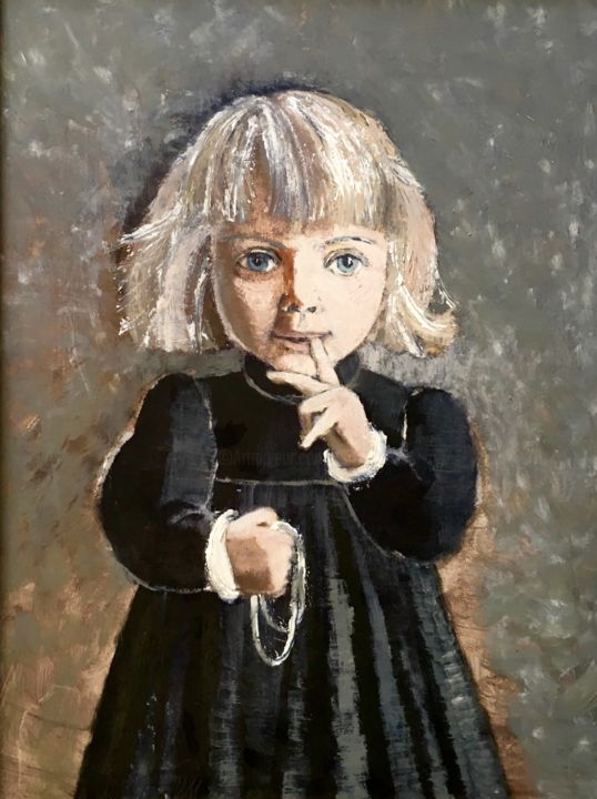 Картина под названием "Девочка с веревочко…" - Dmitriy Trubin, Подлинное произведение искусства
