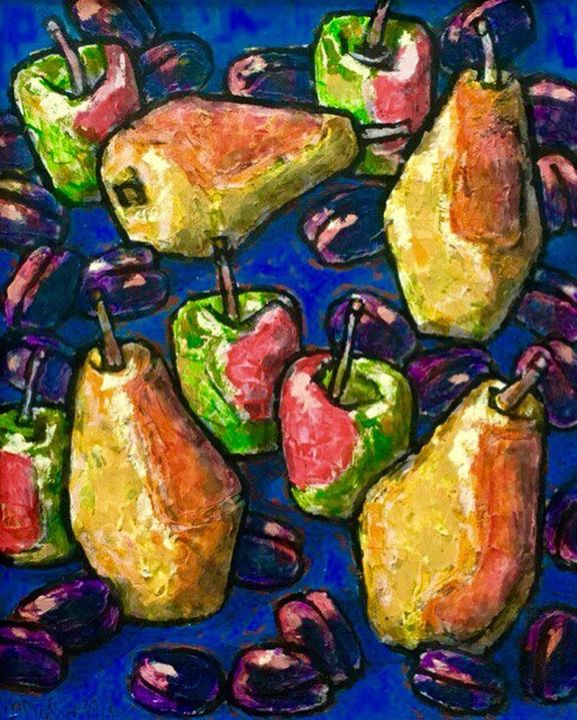 Malerei mit dem Titel "fruit / фрукты / Ob…" von Dmitriy Trubin, Original-Kunstwerk, Öl