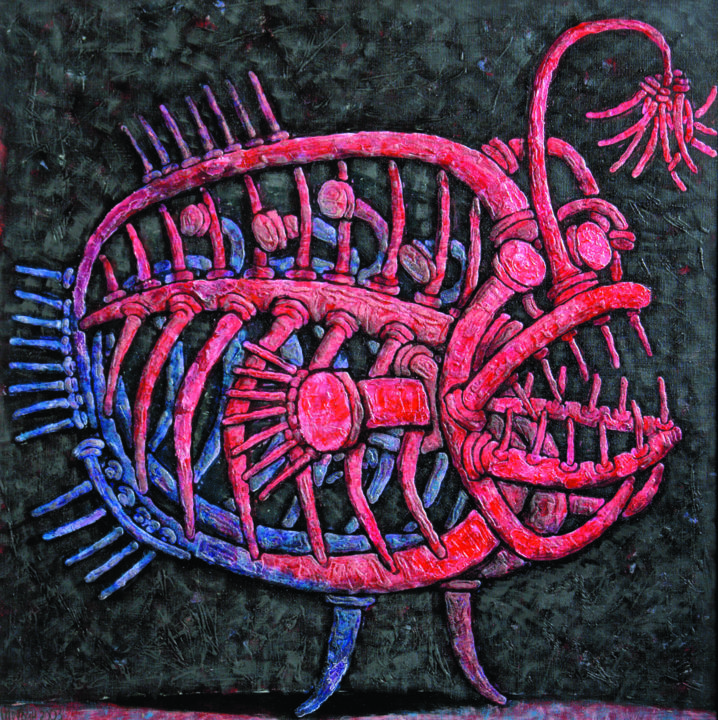 Картина под названием "anglerfish/рыба уди…" - Dmitriy Trubin, Подлинное произведение искусства, Масло
