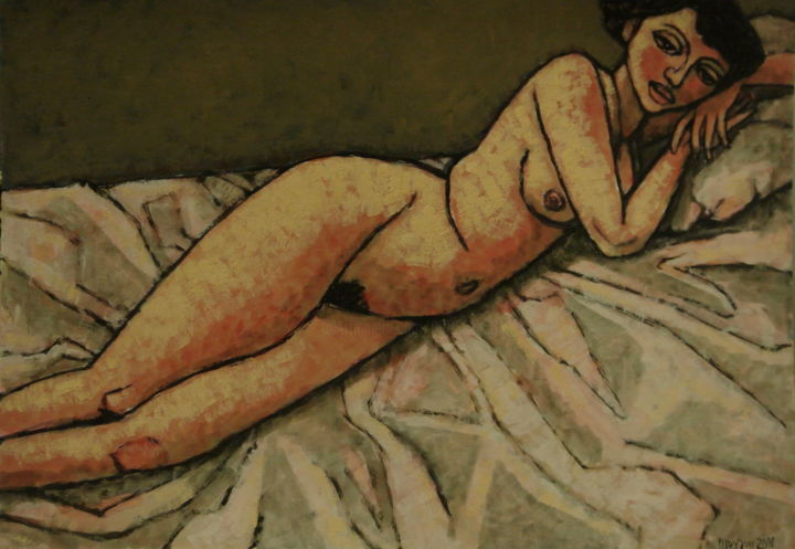 Malerei mit dem Titel "Naked girl-size 39"…" von Dmitriy Trubin, Original-Kunstwerk