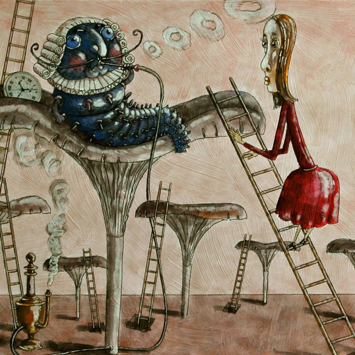 Pittura intitolato "Alice in Wonderland…" da Dmitriy Trubin, Opera d'arte originale
