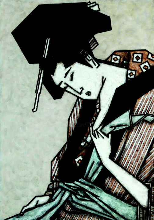 Pintura intitulada "Shunga: Erotic Art…" por Dmitriy Trubin, Obras de arte originais