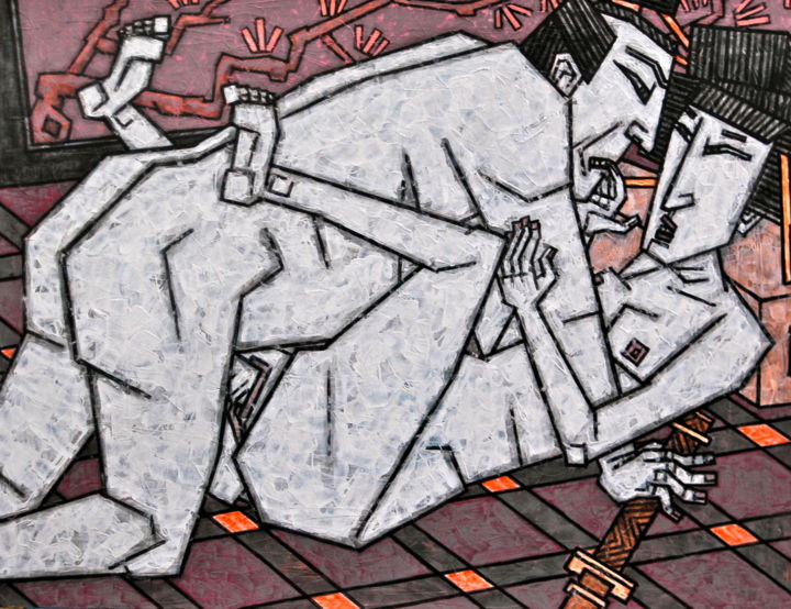 Картина под названием "Игры Самурая/game S…" - Dmitriy Trubin, Подлинное произведение искусства, Масло