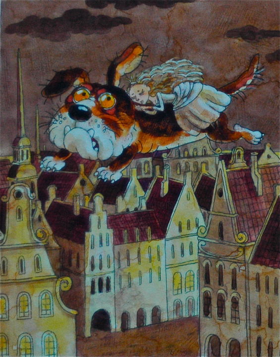 Painting titled "ognivo.Andersen / о…" by Dmitriy Trubin, Original Artwork, Watercolor