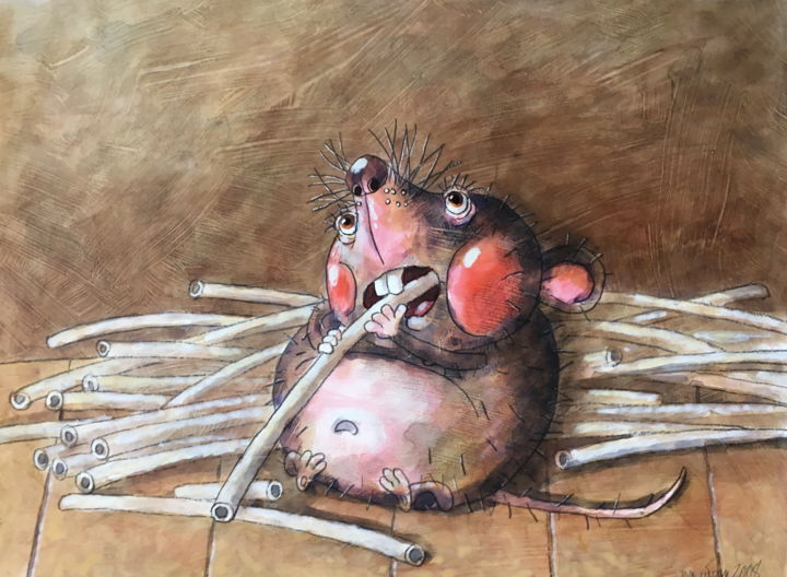 Peinture intitulée "souris / mouse / Ma…" par Dmitriy Trubin, Œuvre d'art originale